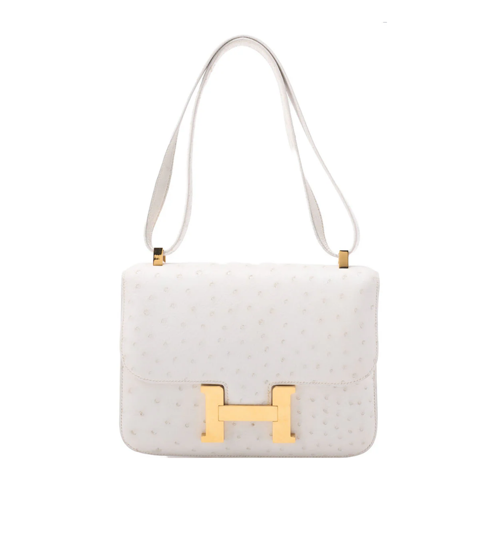 HERMES Constance 23 White Ostrich