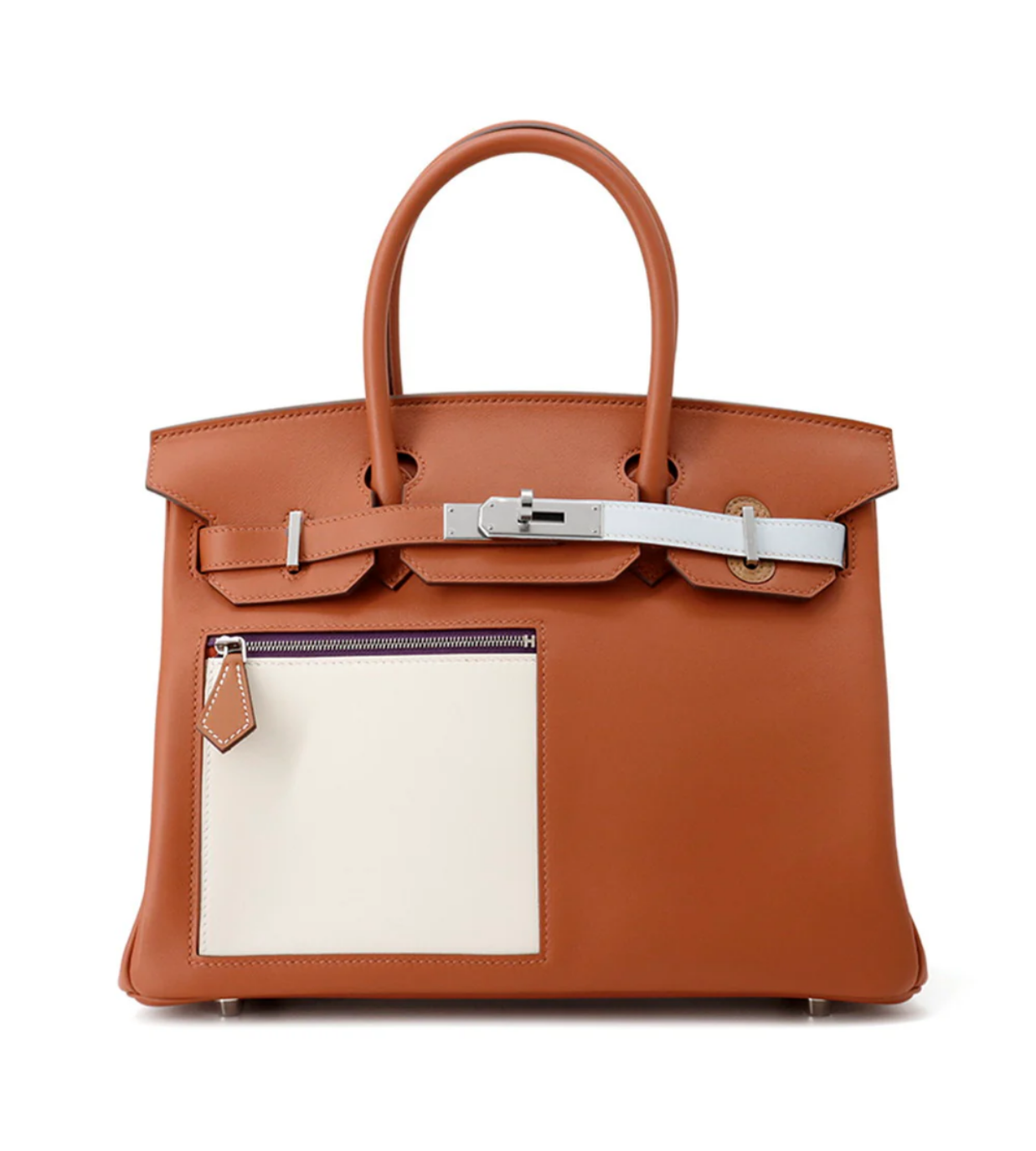 HERMES Birkin 30 Colormatic Brique/Nata/Blue Plume/Lime Swift Leather