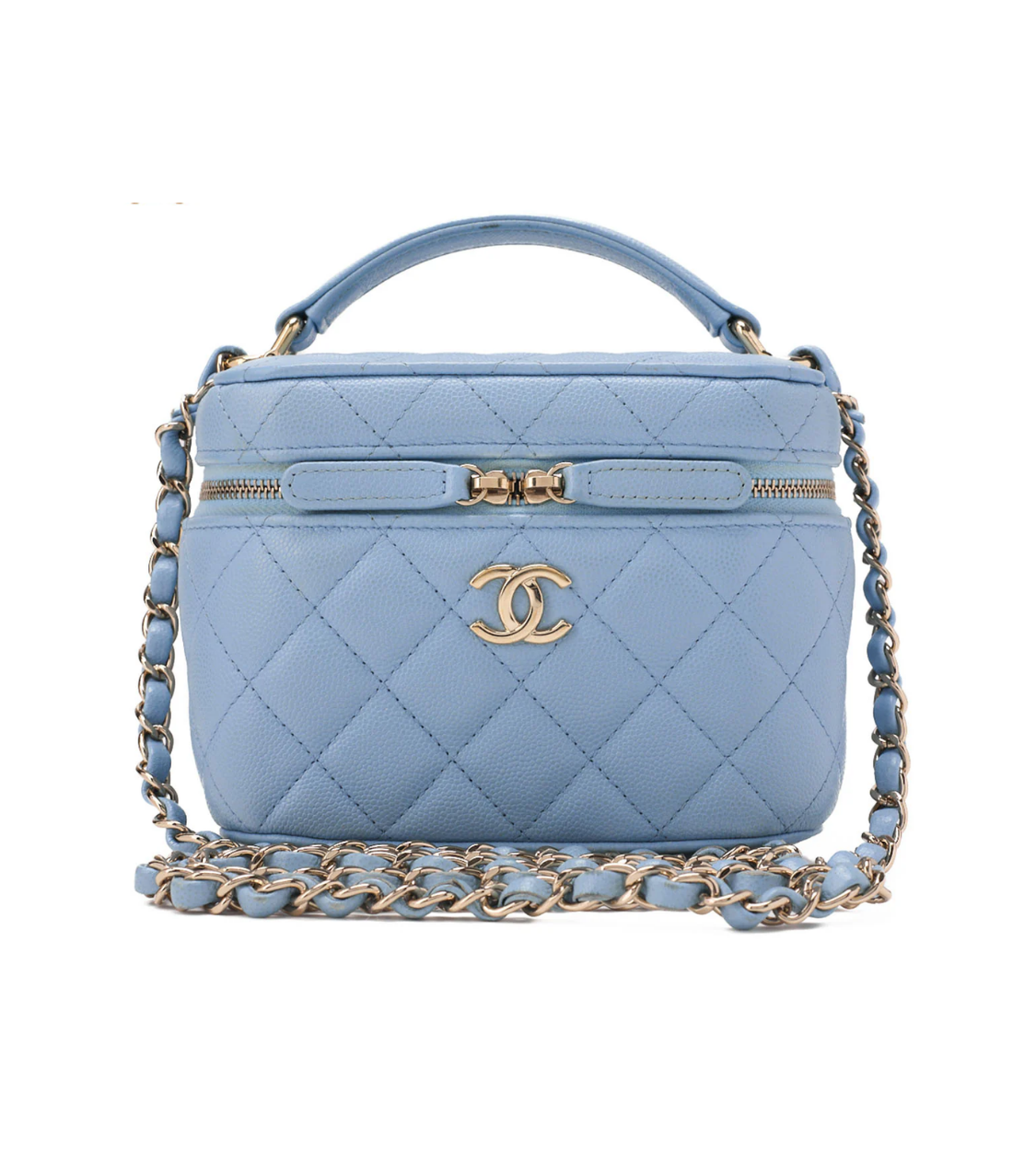 CHANEL Matelassé Vanity Caviar Light Blue Bag