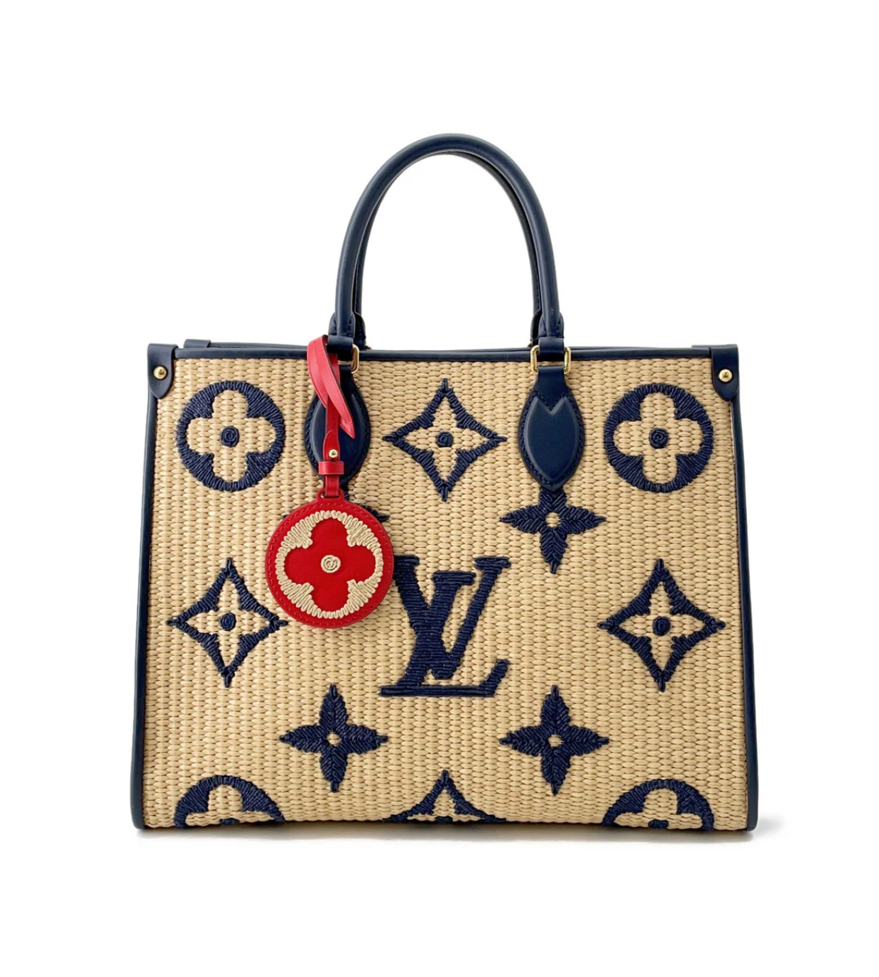 LOUIS VUITTON Onthego MM Blue Monogram Raffia