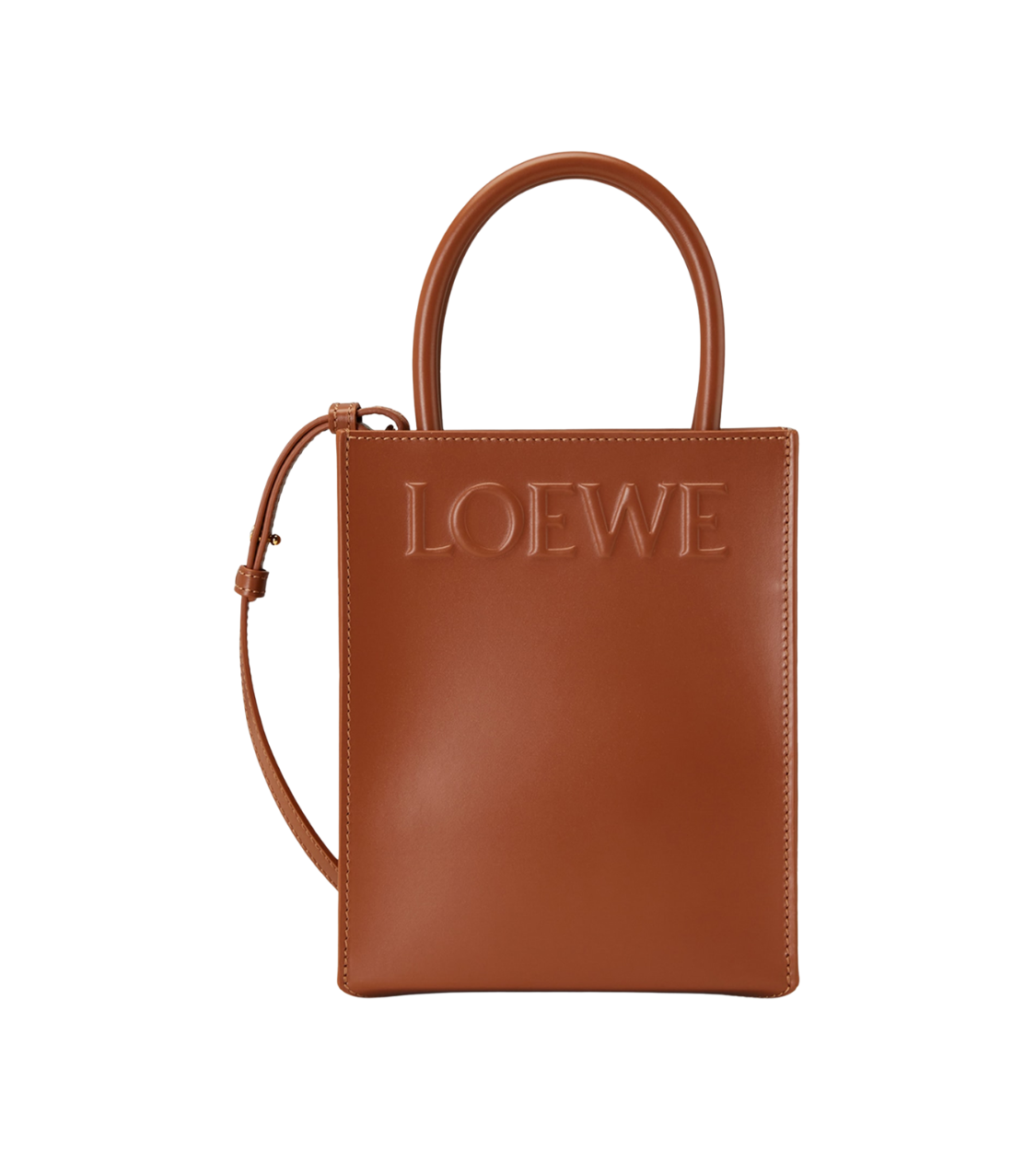 LOEWE Logo A5 Standard Tote Bag Brown Leather