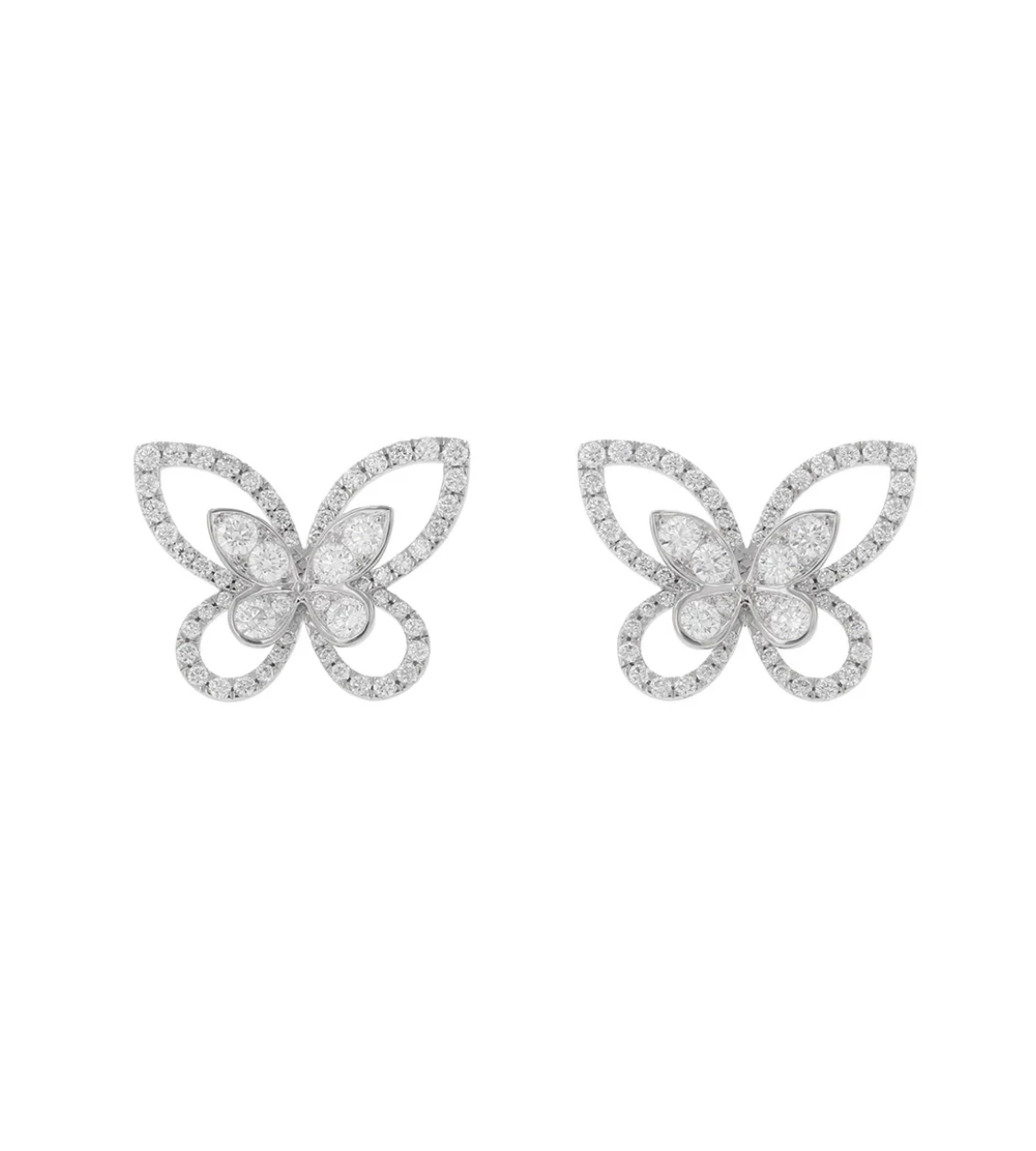 GRAFF Butterfly Diamond 18K White Gold  Stud Earrings