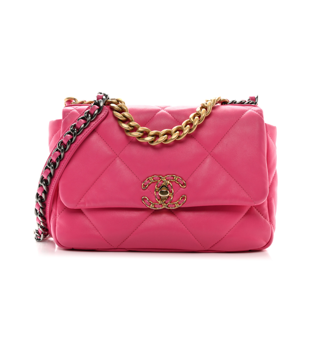 CHANEL 19 Matelasse Lambskin Pink Chain Shoulder Bag