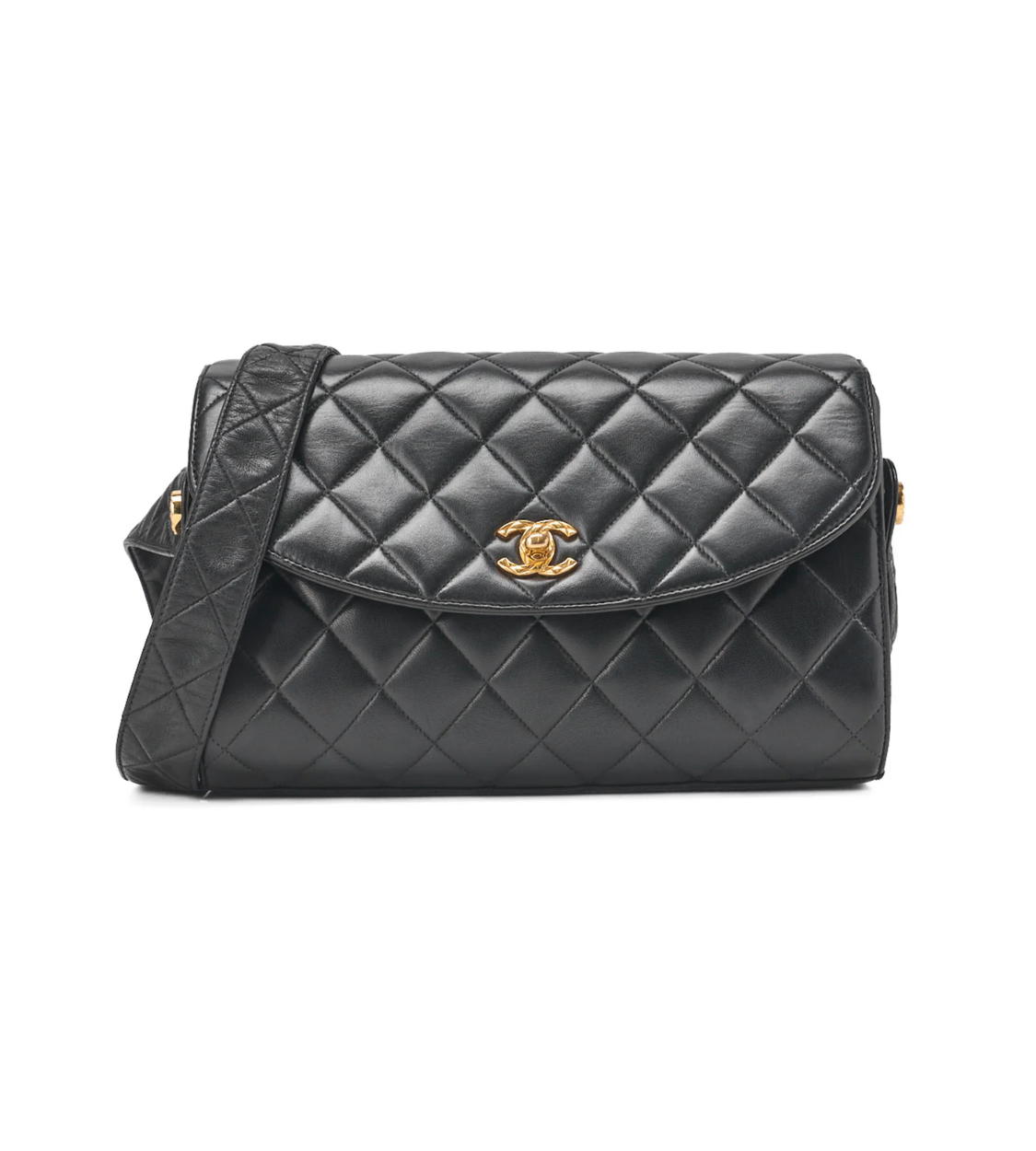 CHANEL Coco Mark Round Flap One Shoulder Lambskin Black