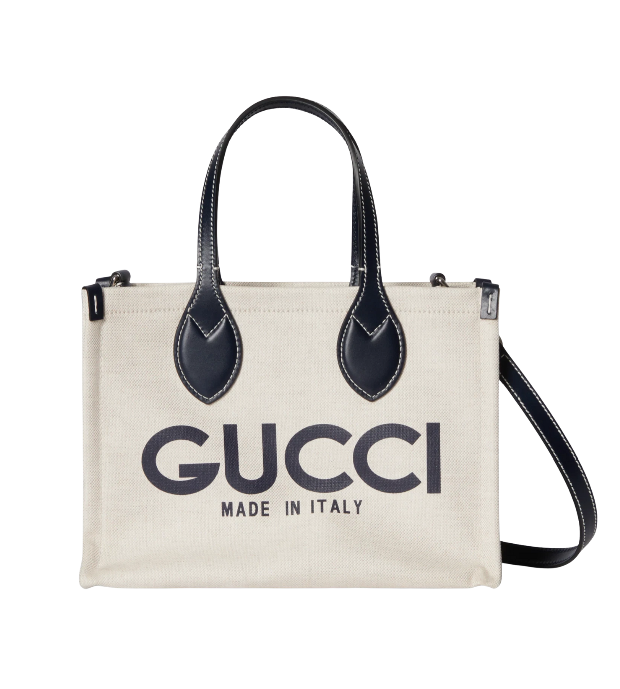 GUCCI Logo Print Navy Medium Tote Bag