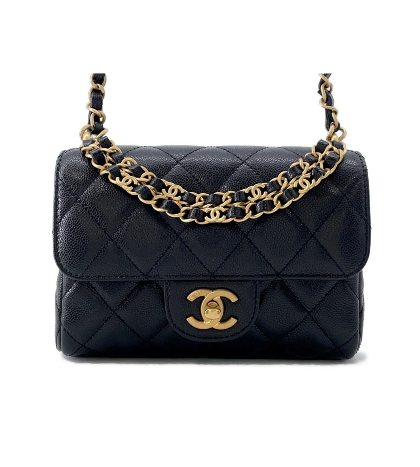 CHANEL Mini Flap Black Caviar Leather Bag