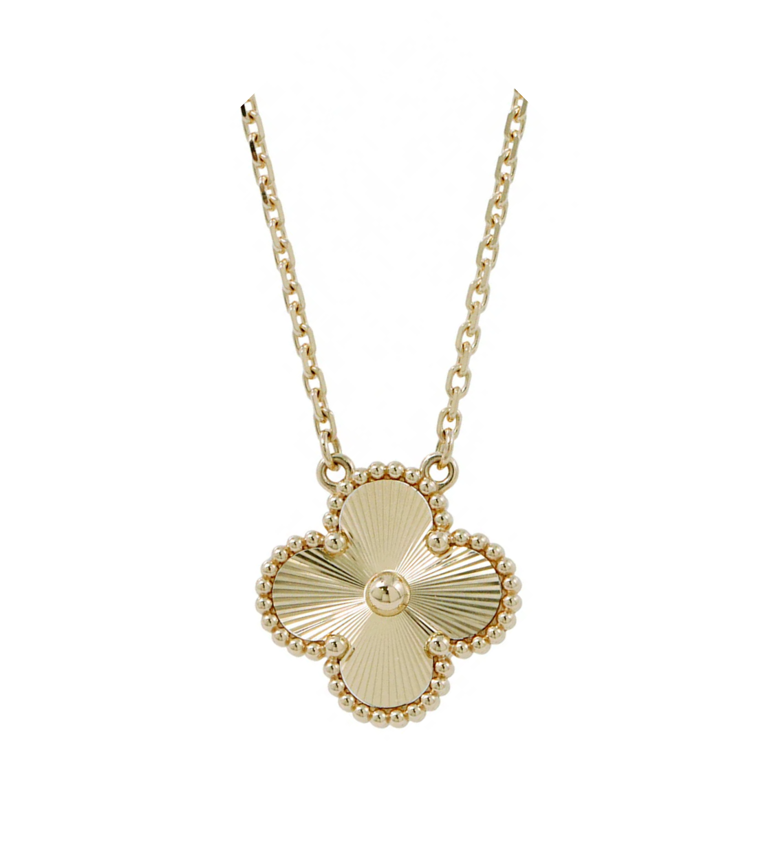 Van Cleef & Arpels Alhambra Guilloche 18K Yellow Gold Necklace