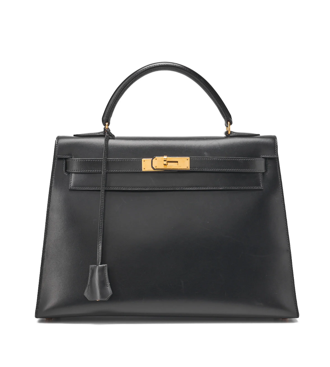 HERMES Kelly 32 Box Calf Black Leather