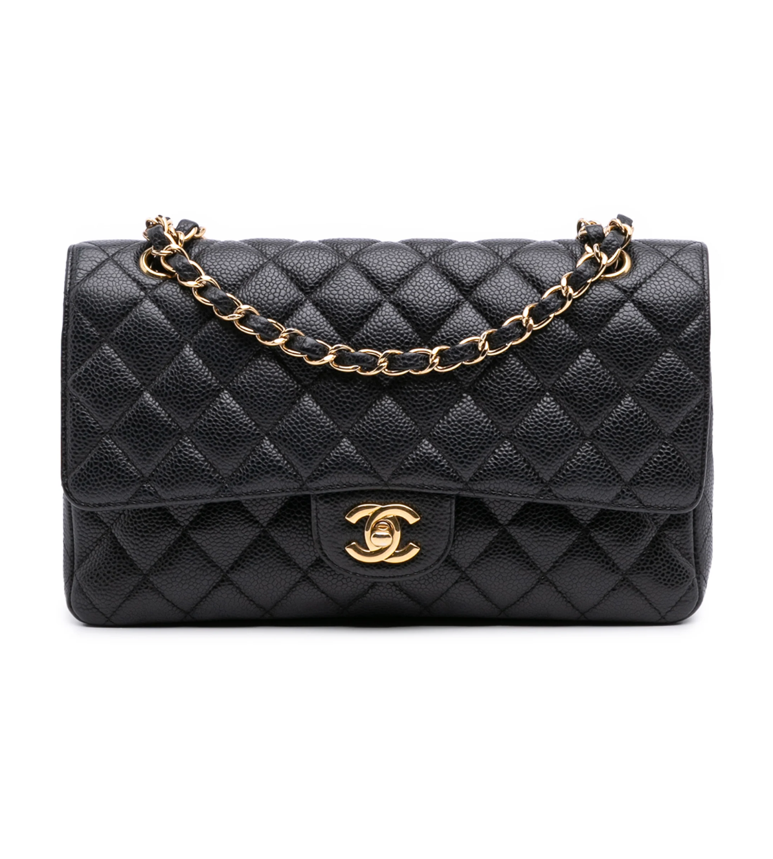 CHANEL 25 Matelasse Double Flap Black Caviar