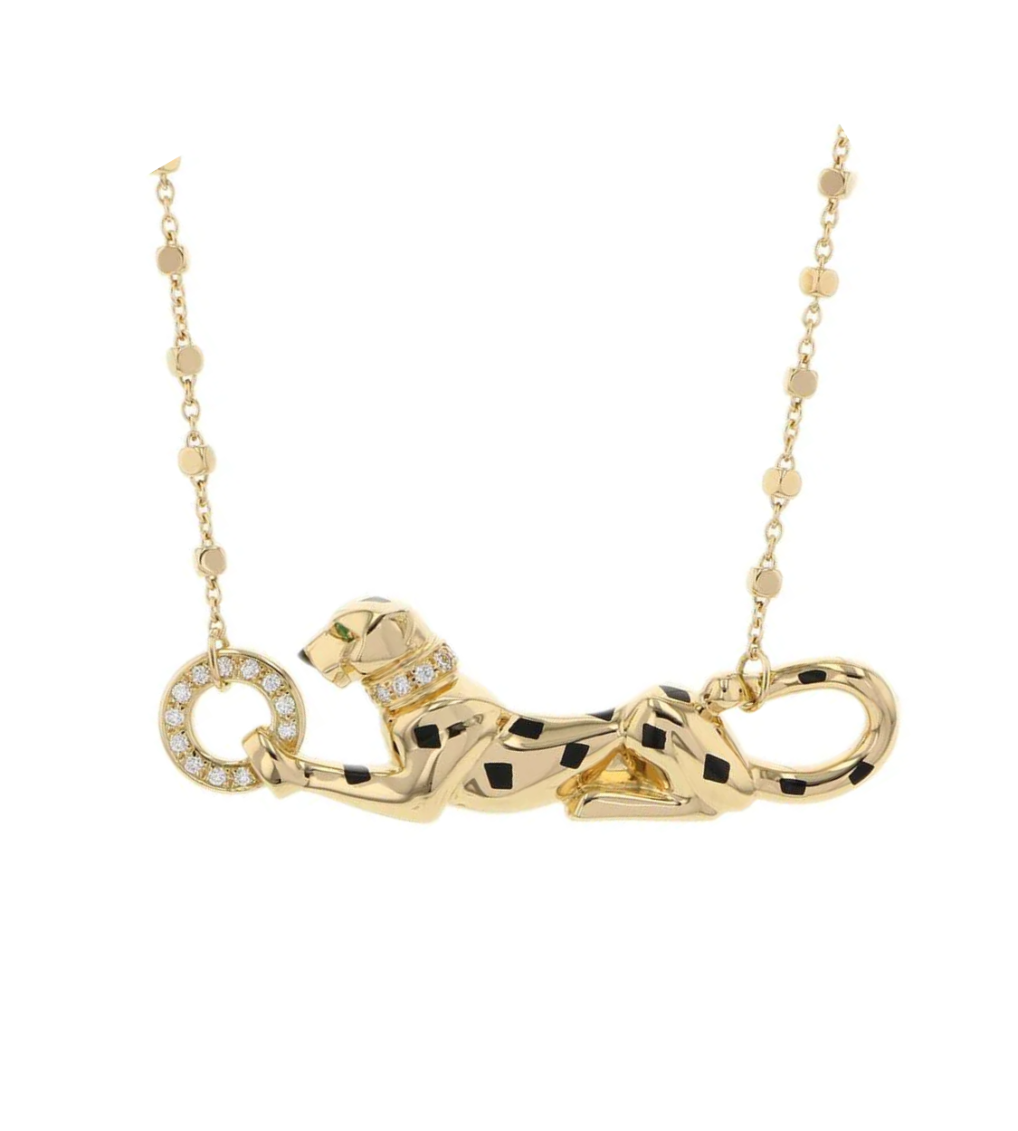 CARTIER Pantherer de Cartier K18 Yellow Gold Black Lacquer Pendant