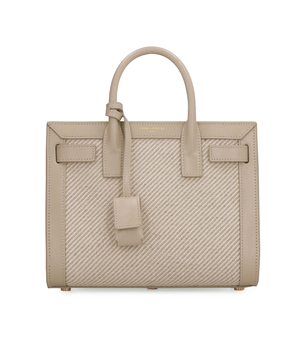 SAINT LAURENT Jour Calf Leather Cotton Linen