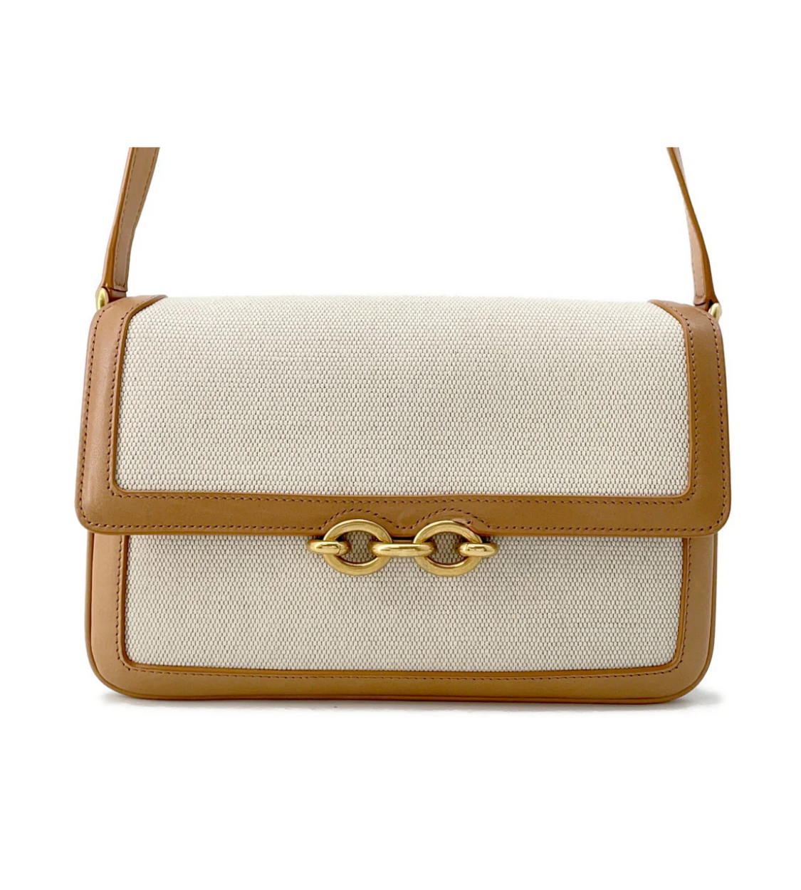 SAINT LAURENT Le Maillon Leather Canvas Shoulder Bag