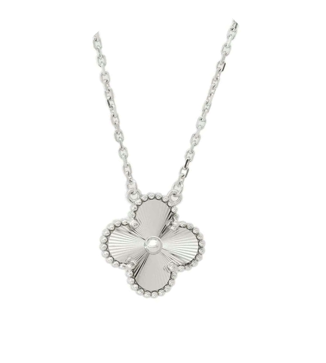 Van Cleef & Arpels Alhambra Guilloché 18K White Gold Pendant