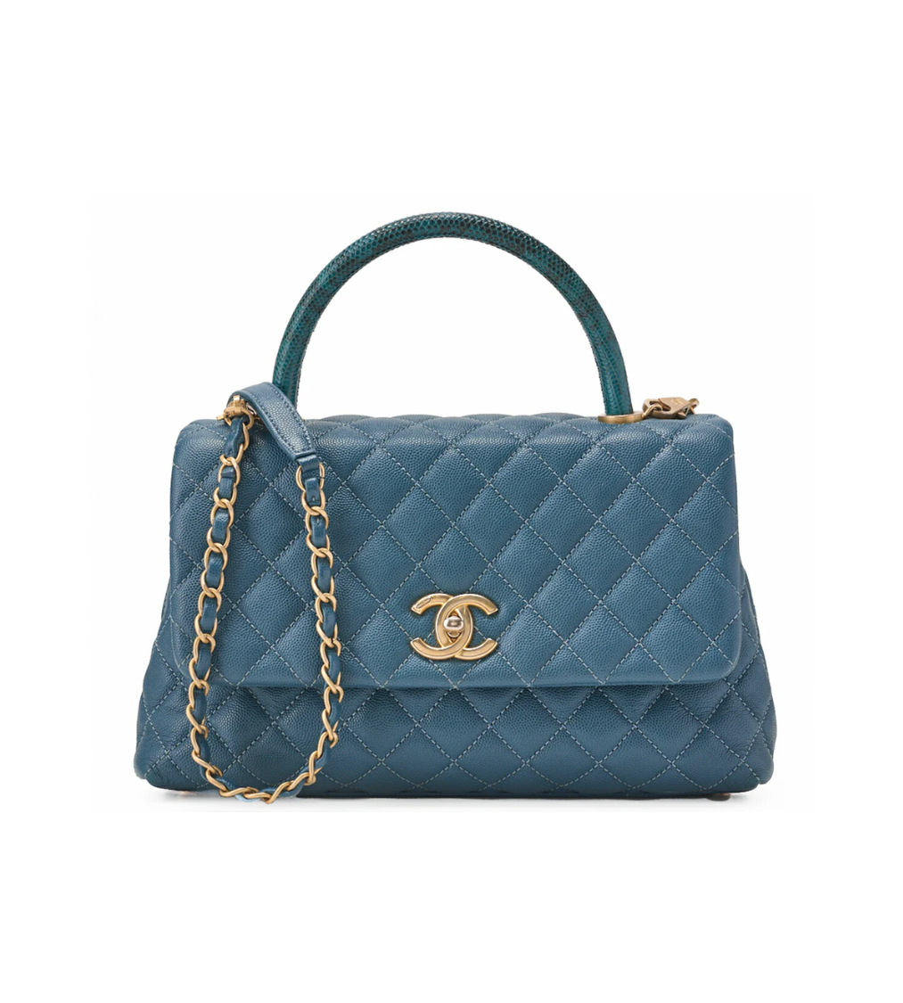 CHANEL Matelasse Coco Caviar Navy Blue Bag