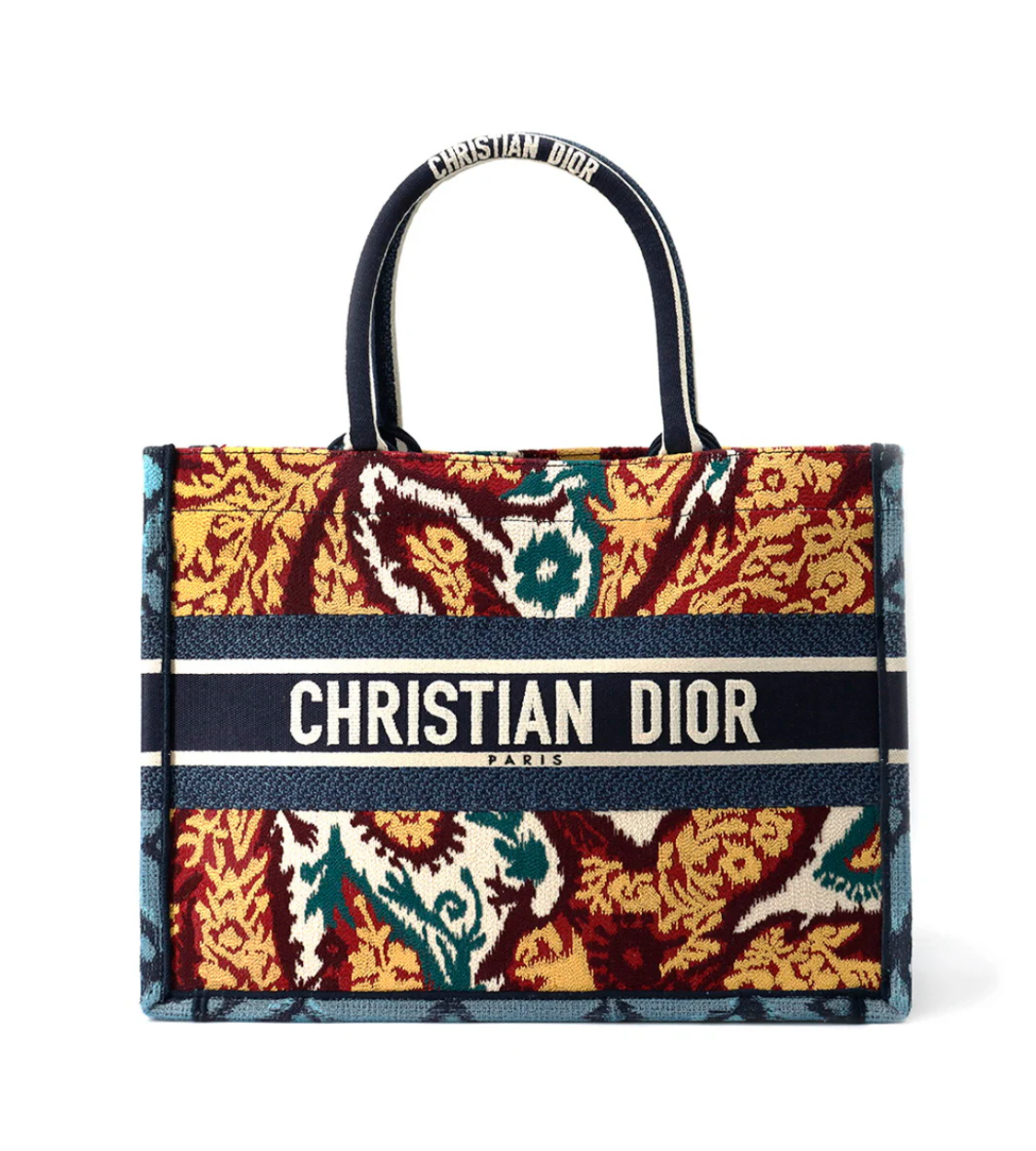 Dior Book Embroidery Multicolor Canvas Tote Bag