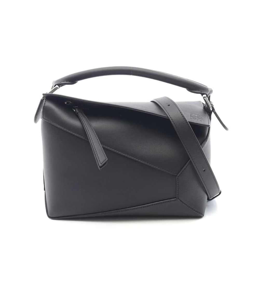 LOEWE Puzzle Edge Black Classic Calf Leather Small Shoulder Bag