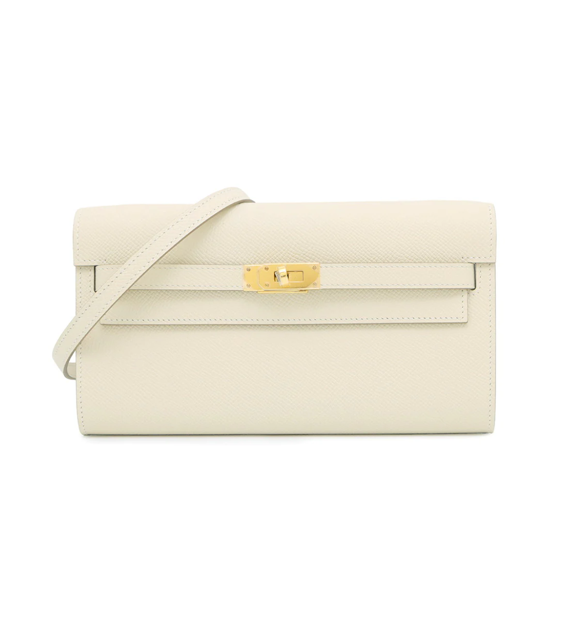 HERMES Kelly Long Wallet Craie Epsom