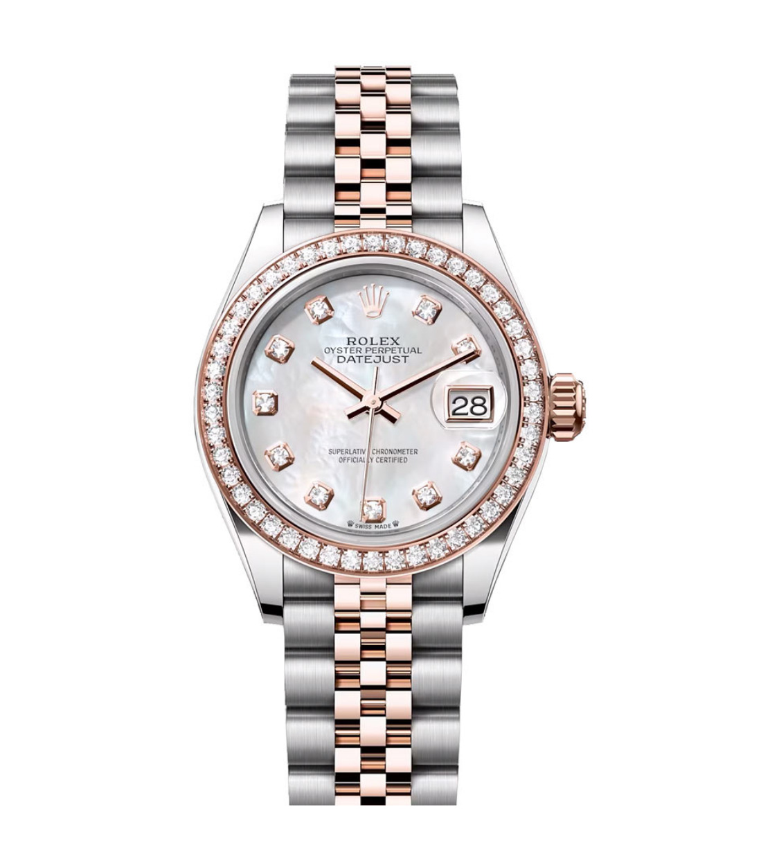 ROLEX Lady-Datejust 28mm Stainless Steel 18k Pink Gold Mother of Pearl Dial