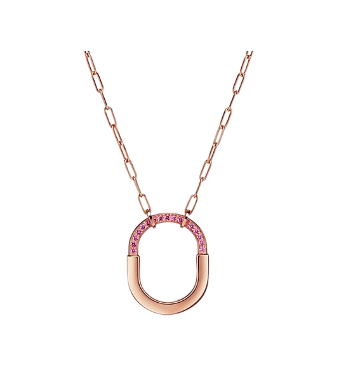 Tiffany & Co. Lock Medium Pendant in Rose Gold with Pink Sapphires