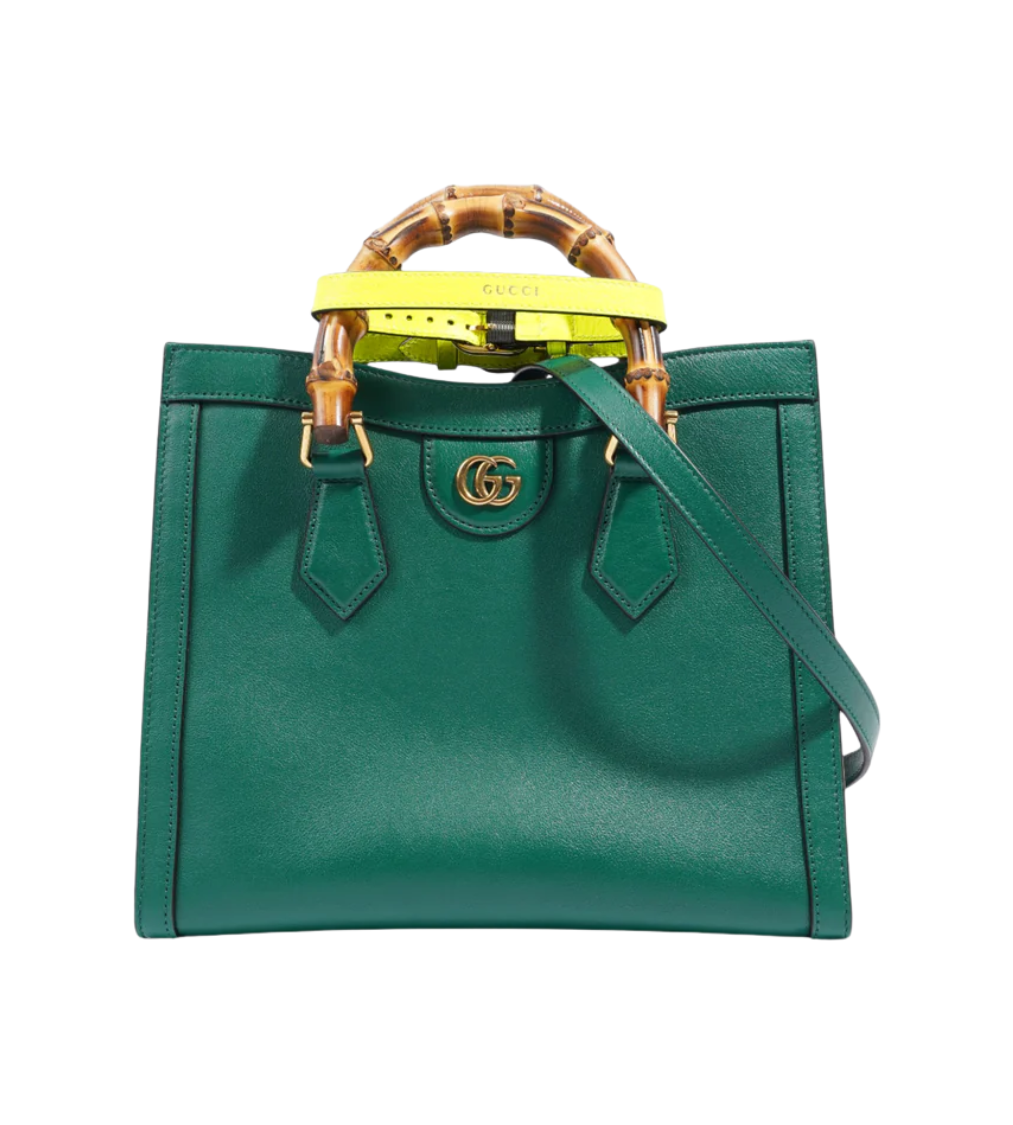 GUCCI Diana Bamboo Green Leather Handbag