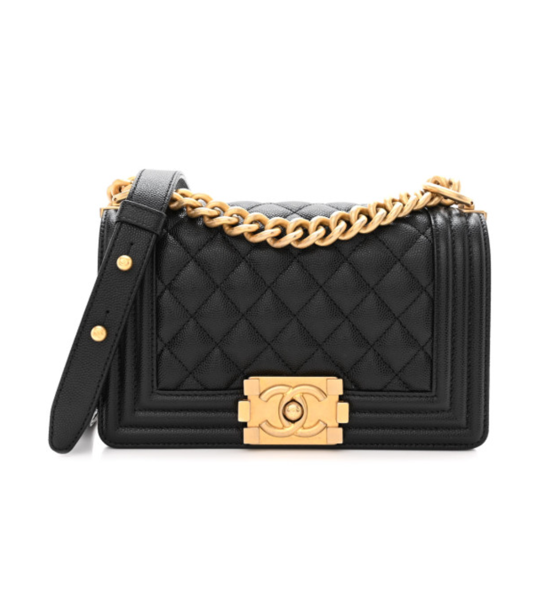 CHANEL 20 Boy Black Caviar Leather