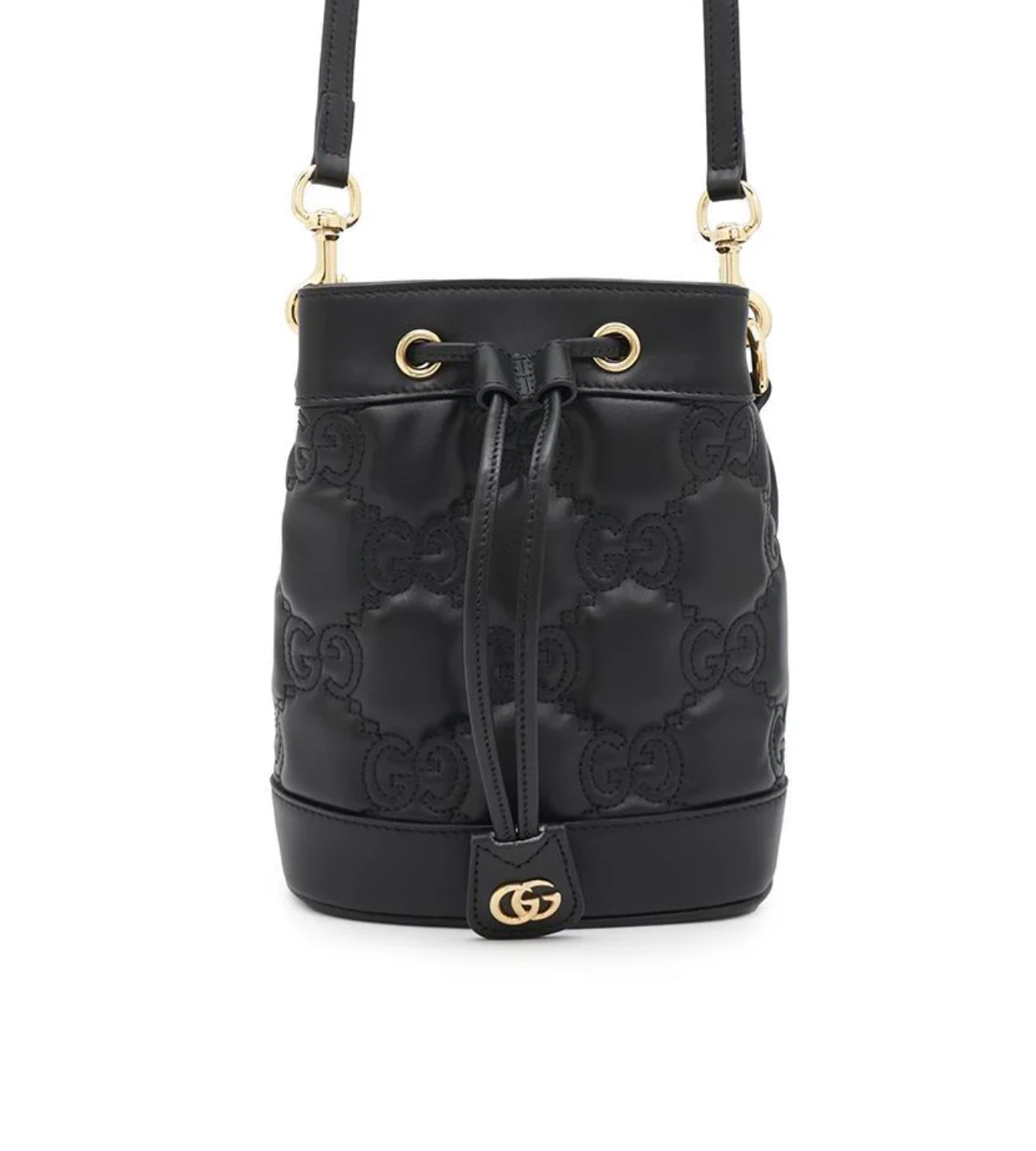 GUCCI GG Matelasse Bucket Black Leather Bag