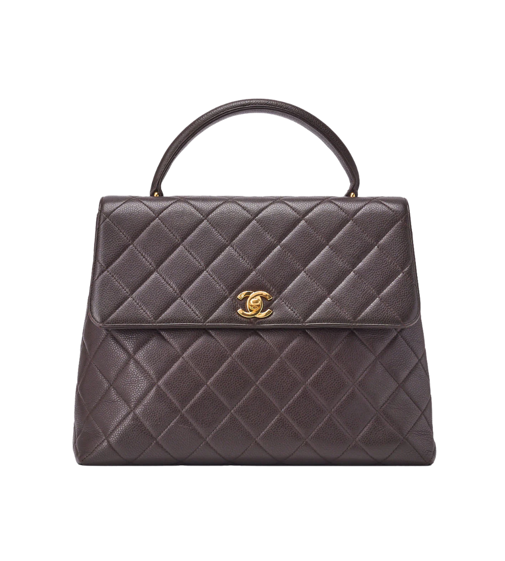 CHANEL Matelasse Turn Lock Caviar Brown