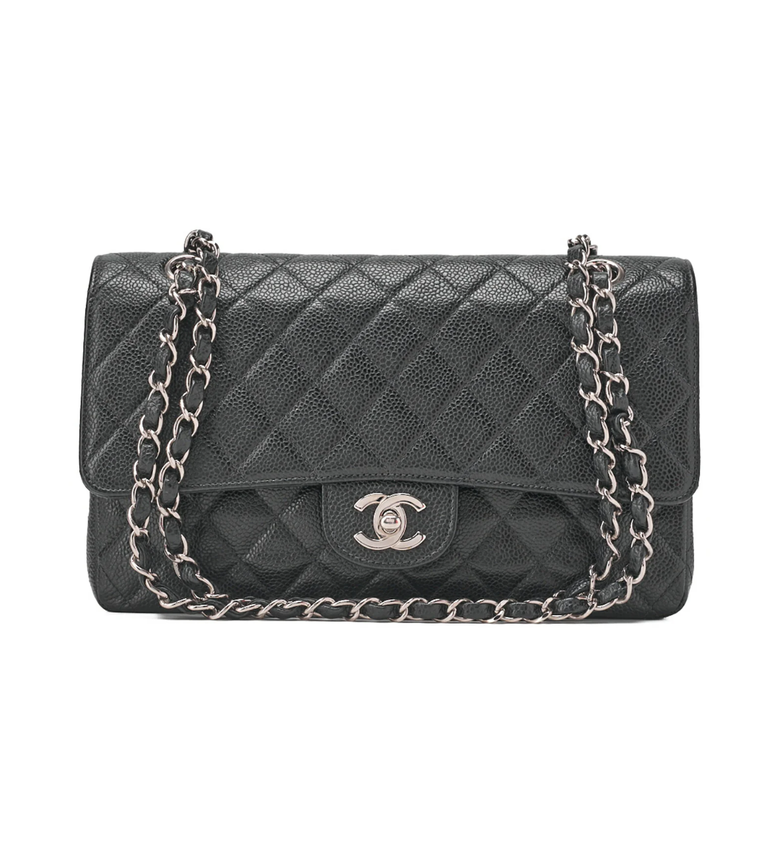 CHANEL 25 Double Flap Matlasse Black Caviar