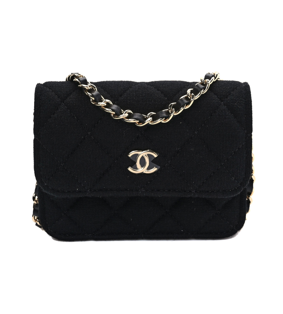 CHANEL Black Quilted Jersey Mini Bag