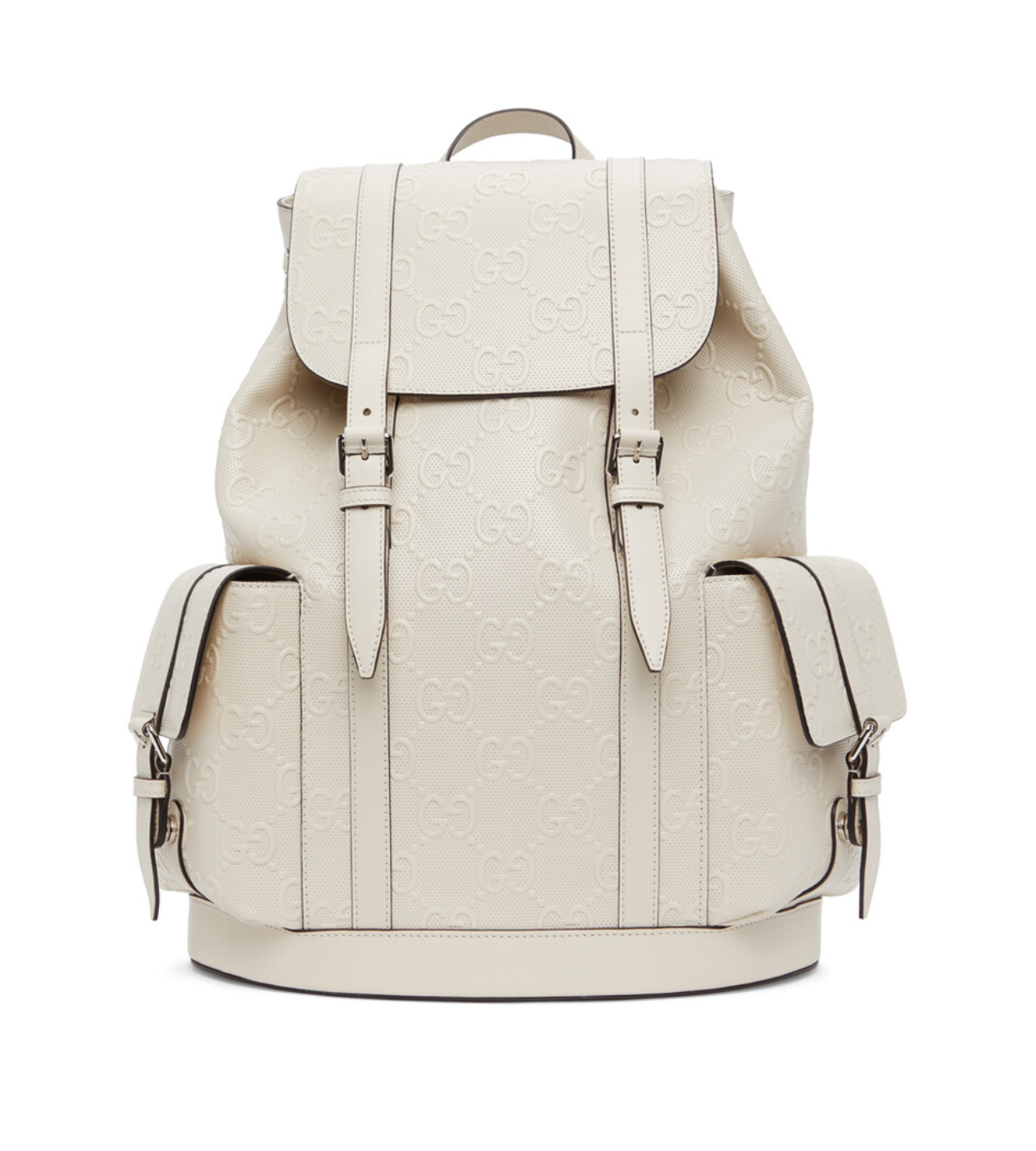 GUCCI GG Embossed White Leather Backpack
