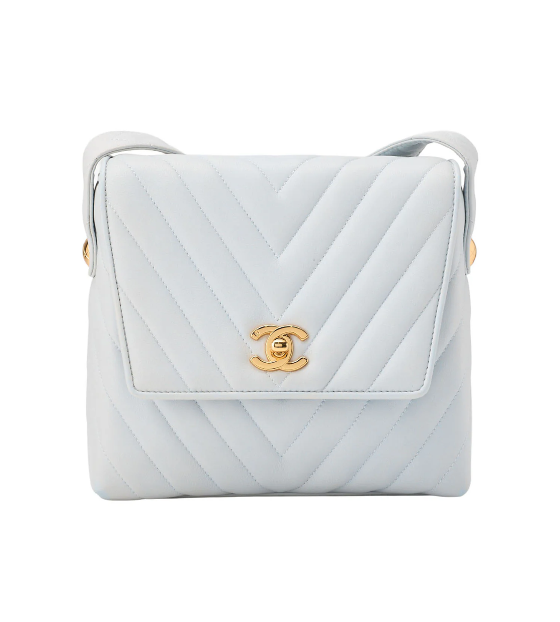 CHANEL V-Stitch Coco Mark Lambskin Light Blue