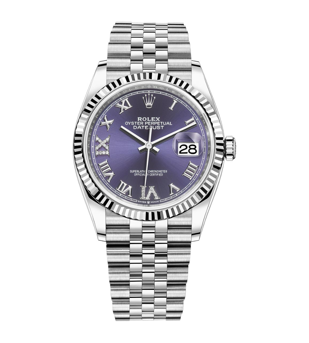 ROLEX Datejust 36 Aubergine Dial Stainless Steel & 18k White Gold