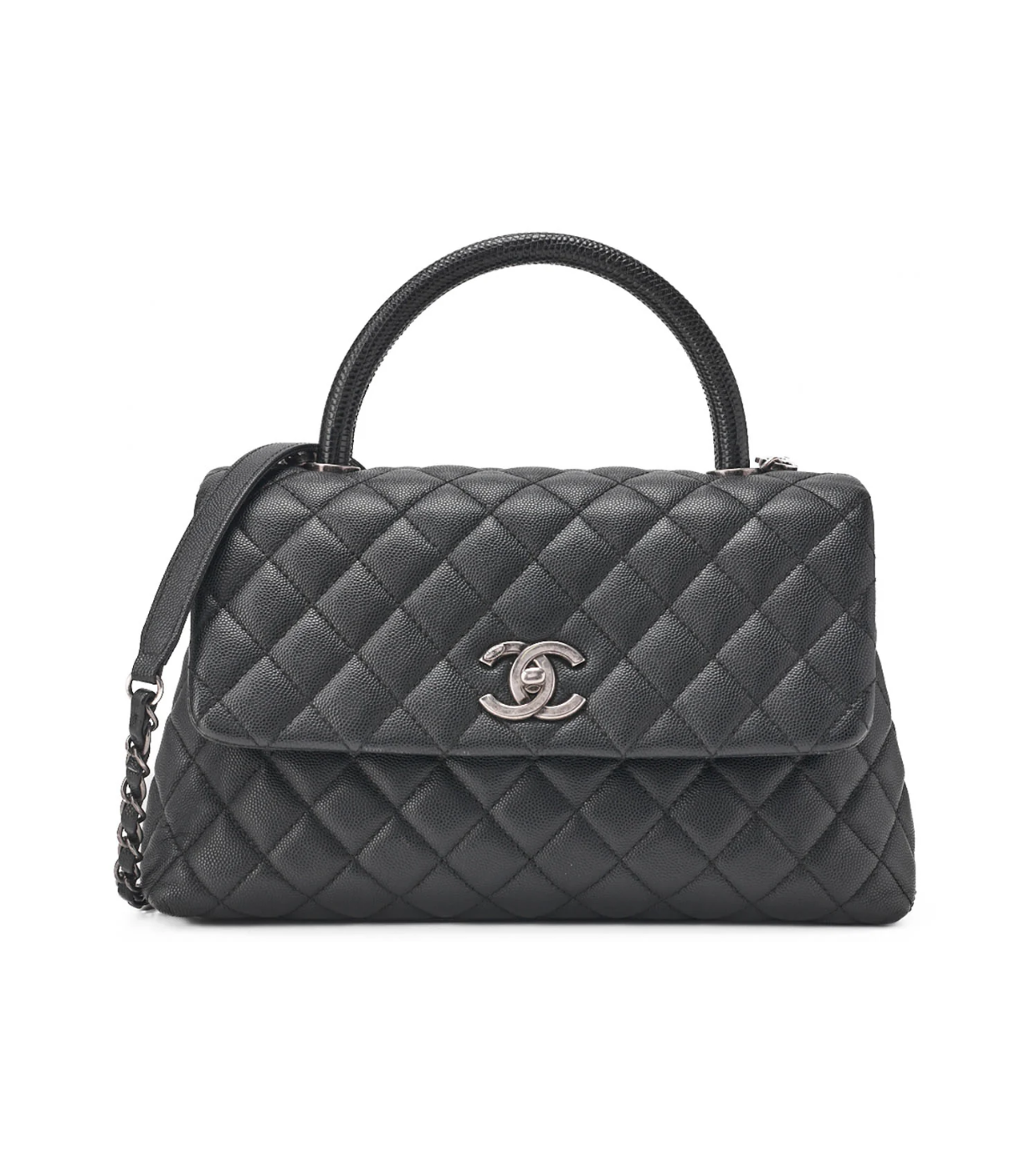 CHANEL Matelasse Coco Handle 2WAY Caviar Black Shoulder Bag