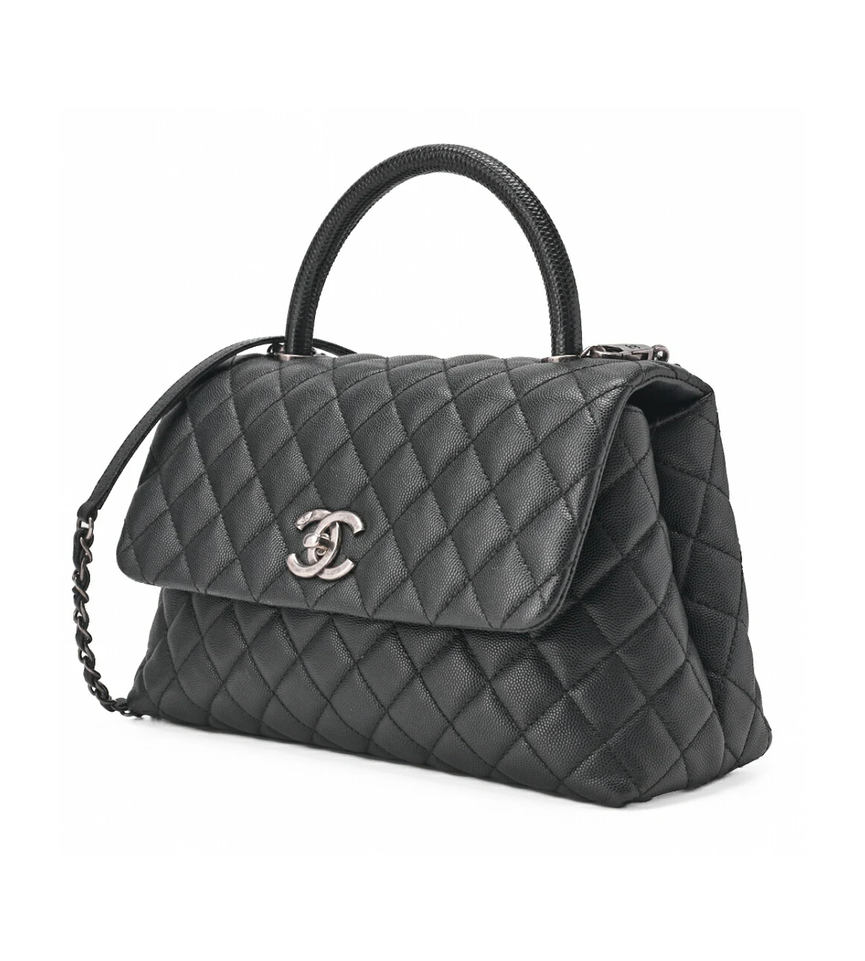 CHANEL Matelasse Coco Handle 2WAY Caviar Black Shoulder Bag