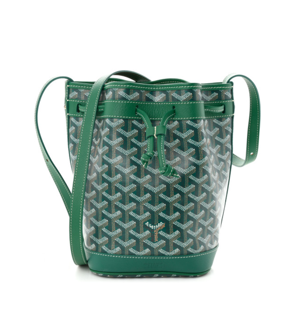 GOYARD Petit Flo Green Bucket Bag