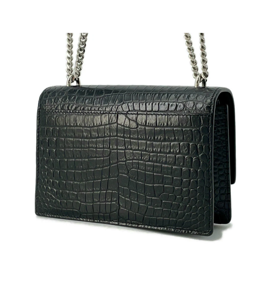 SAINT LAURENT Sunset Croco Embossed Leather Bag