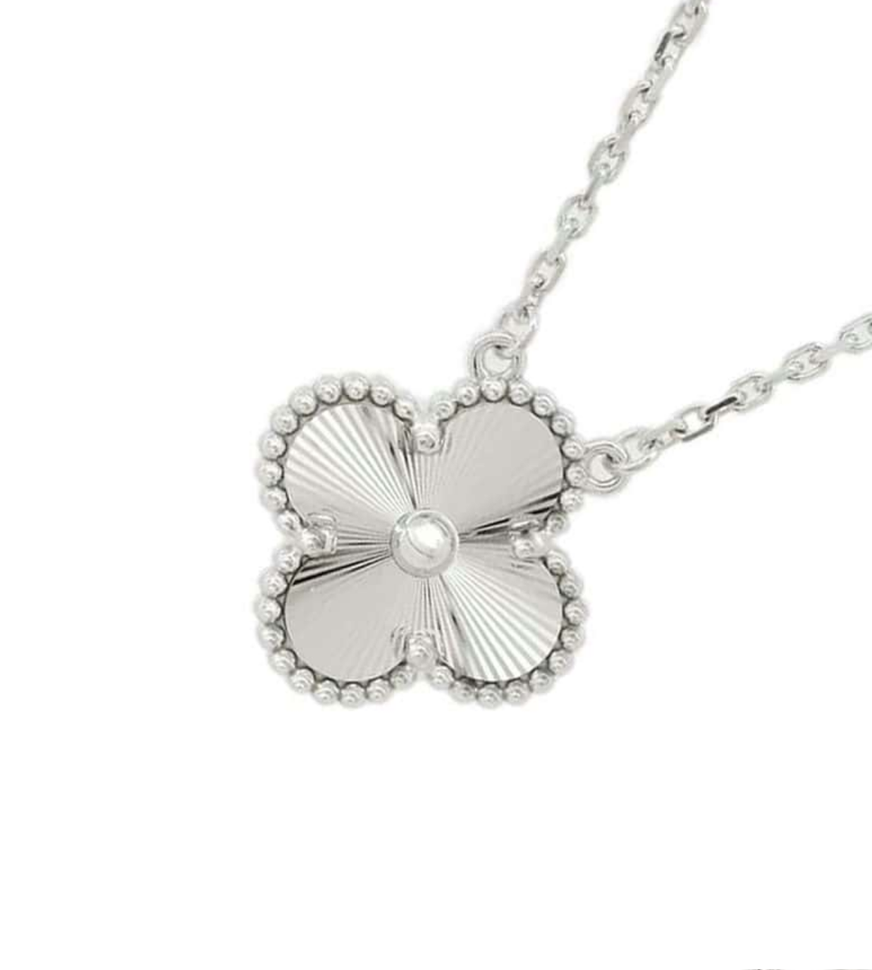 Van Cleef & Arpels Alhambra Guilloché 18K White Gold Pendant