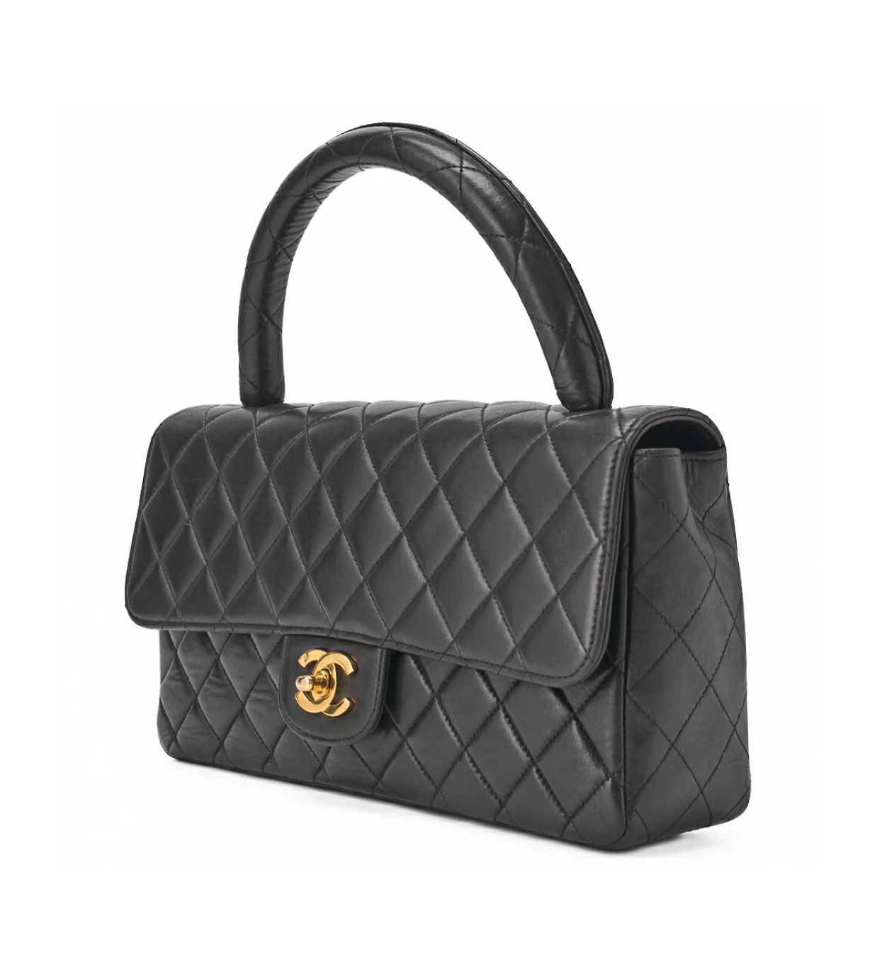 CHANEL Matelasse Coco Parent and Child Lambskin Black Handbag