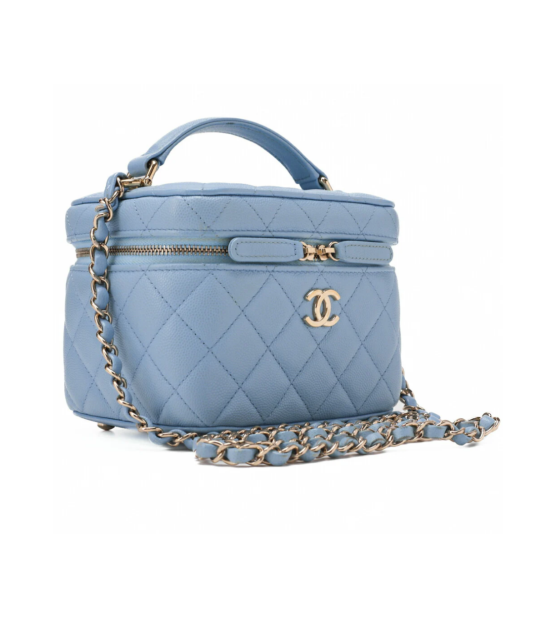 CHANEL Matelassé Vanity Caviar Light Blue Bag