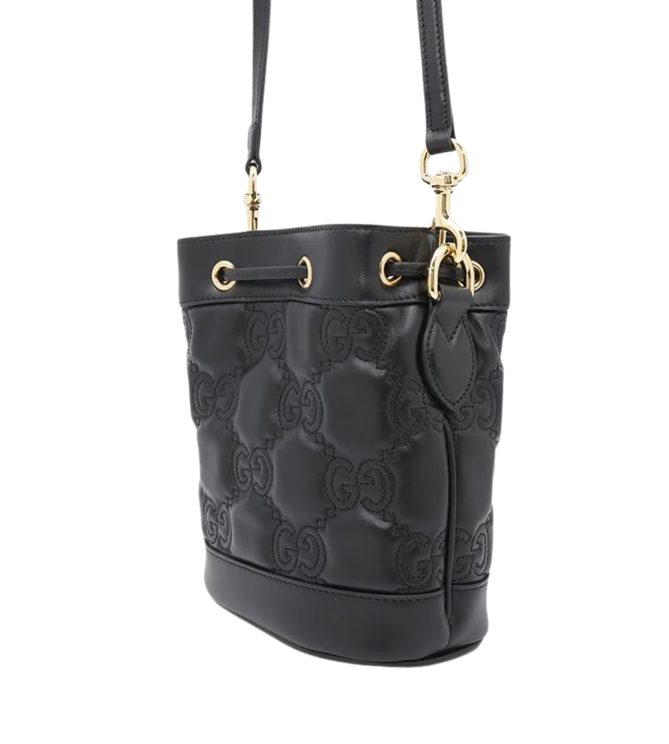 GUCCI GG Matelasse Bucket Black Leather Bag