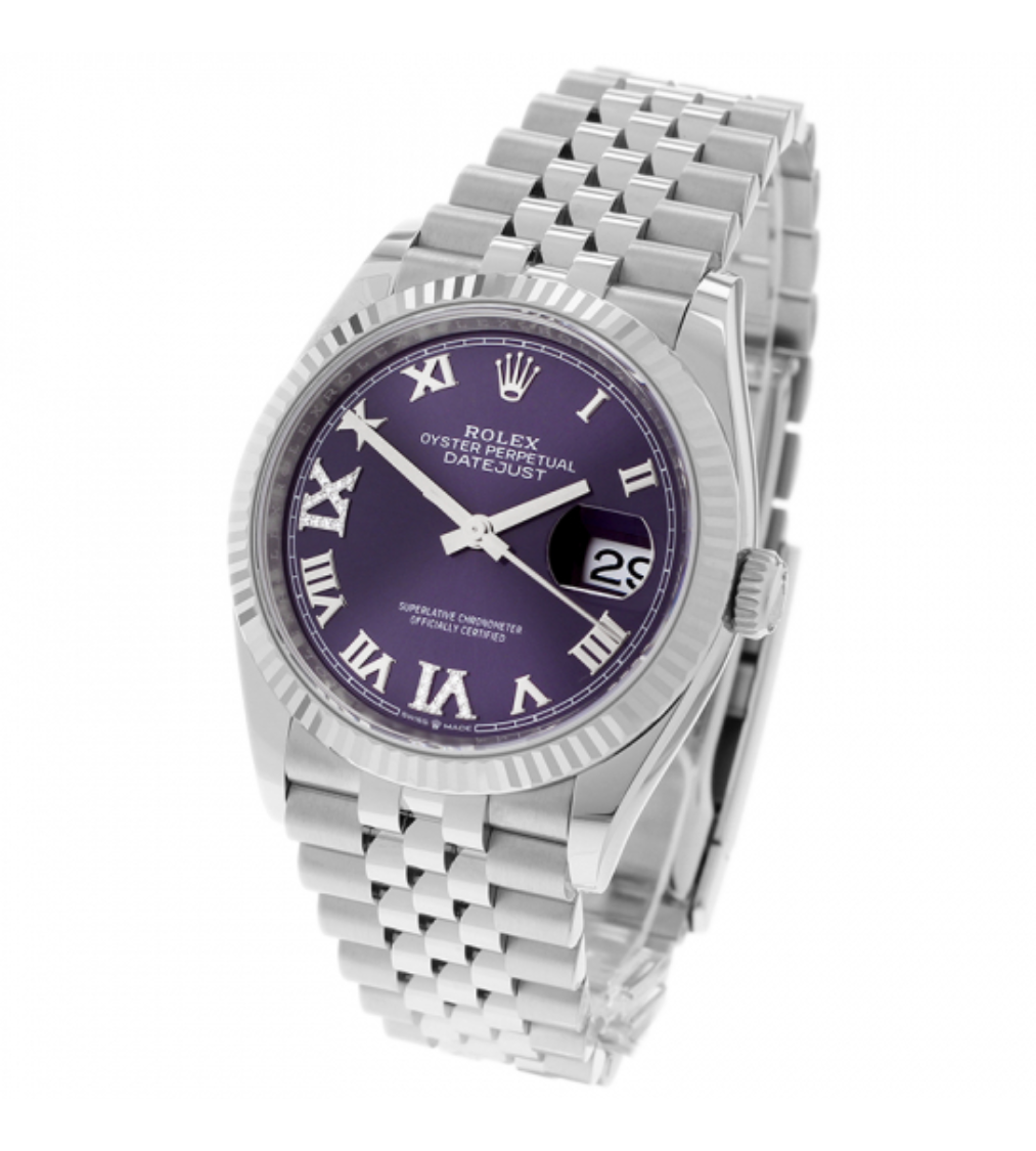 ROLEX Datejust 36 Aubergine Dial Stainless Steel & 18k White Gold
