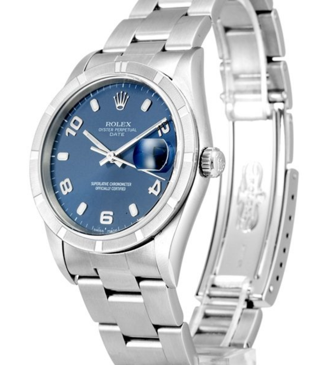ROLEX Oyster Perpetual Date 34mm Stainless Steel Blue Dial