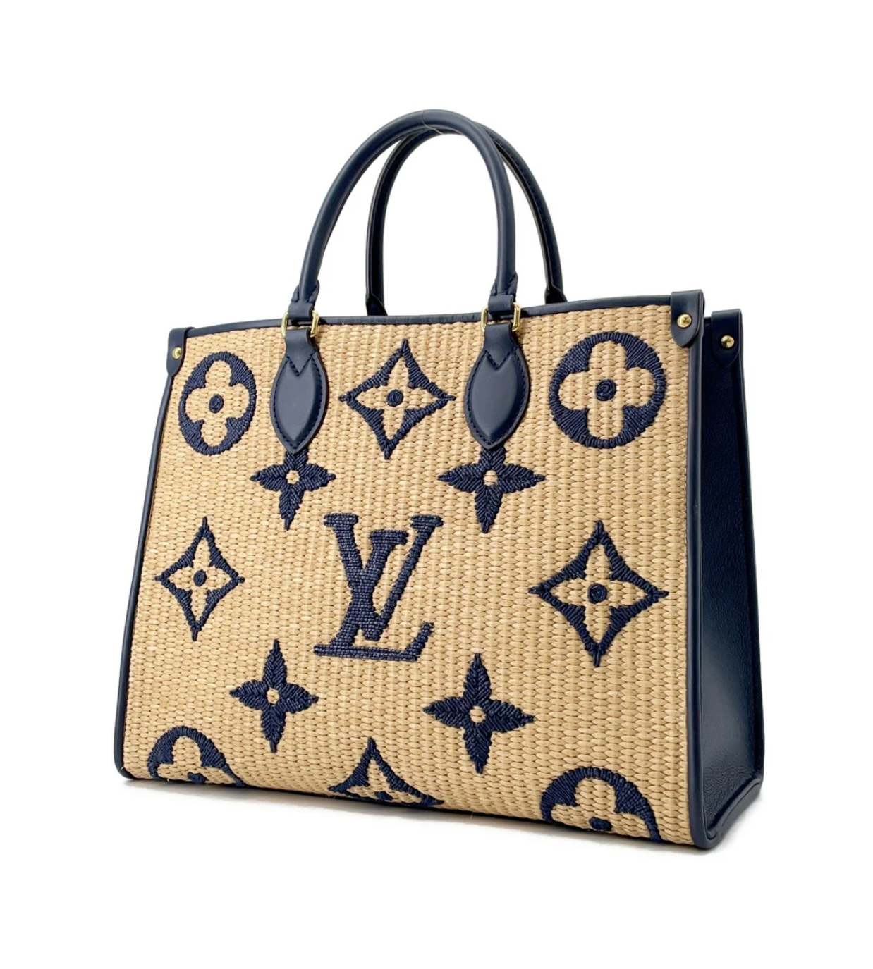 LOUIS VUITTON Onthego MM Blue Monogram Raffia