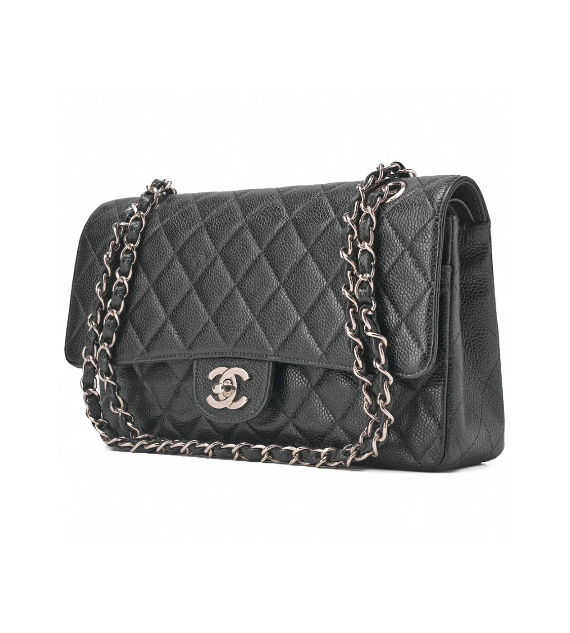 CHANEL 25 Double Flap Matlasse Black Caviar