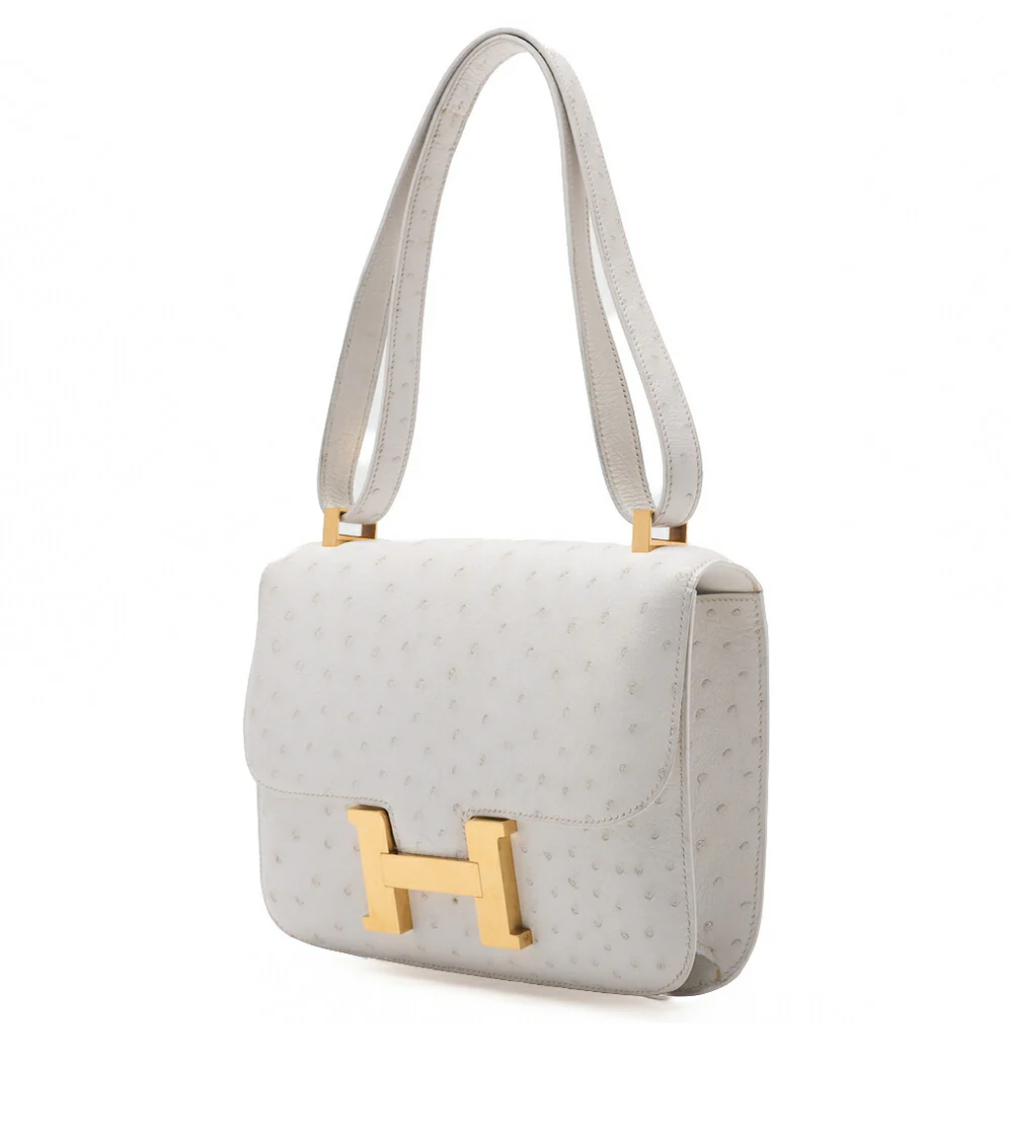 HERMES Constance 23 White Ostrich