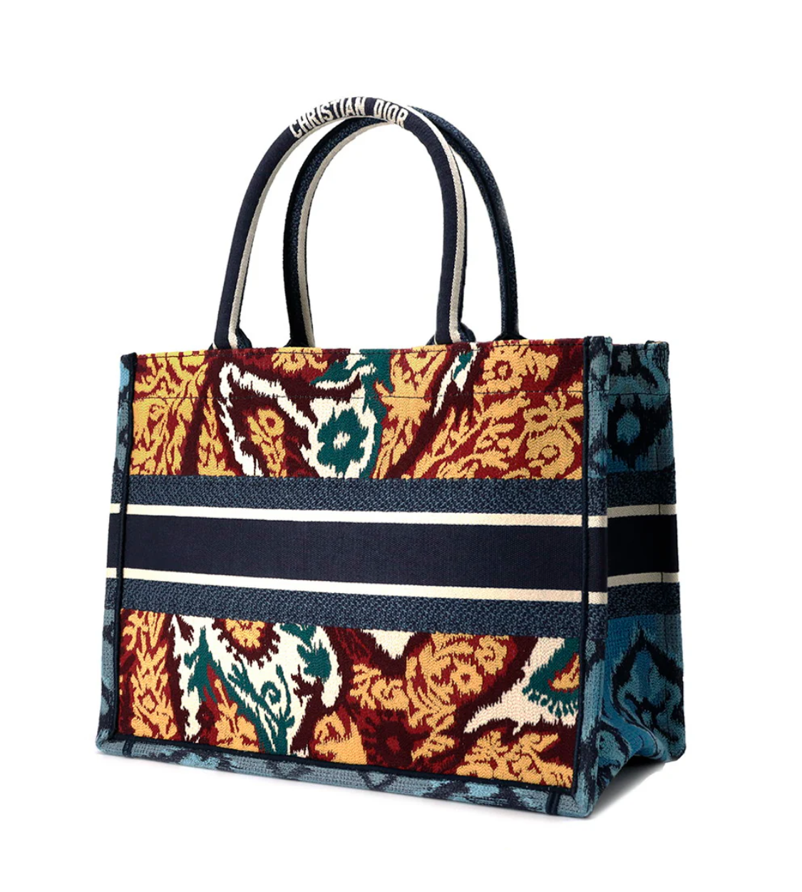 Dior Book Embroidery Multicolor Canvas Tote Bag