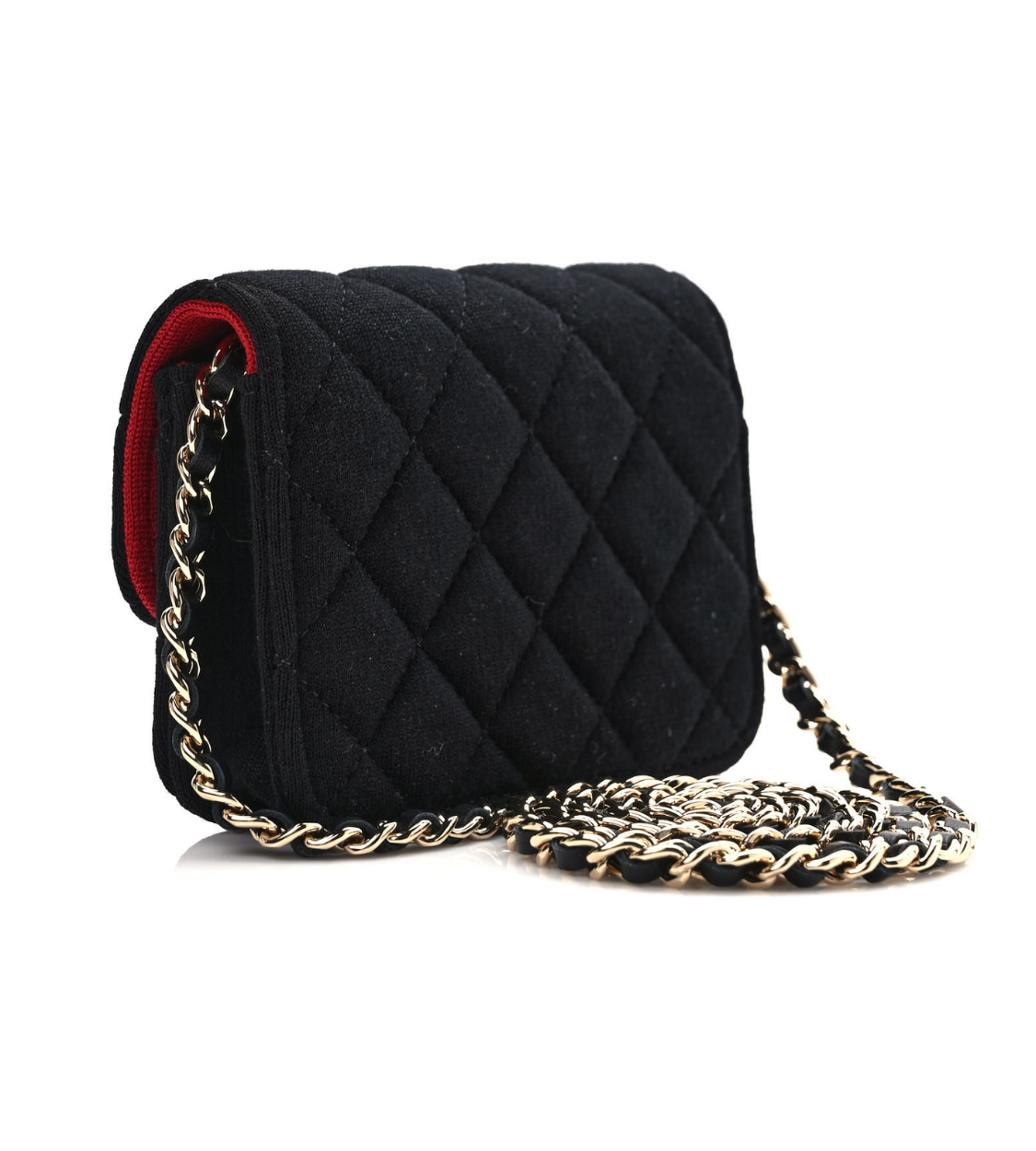 CHANEL Black Quilted Jersey Mini Bag