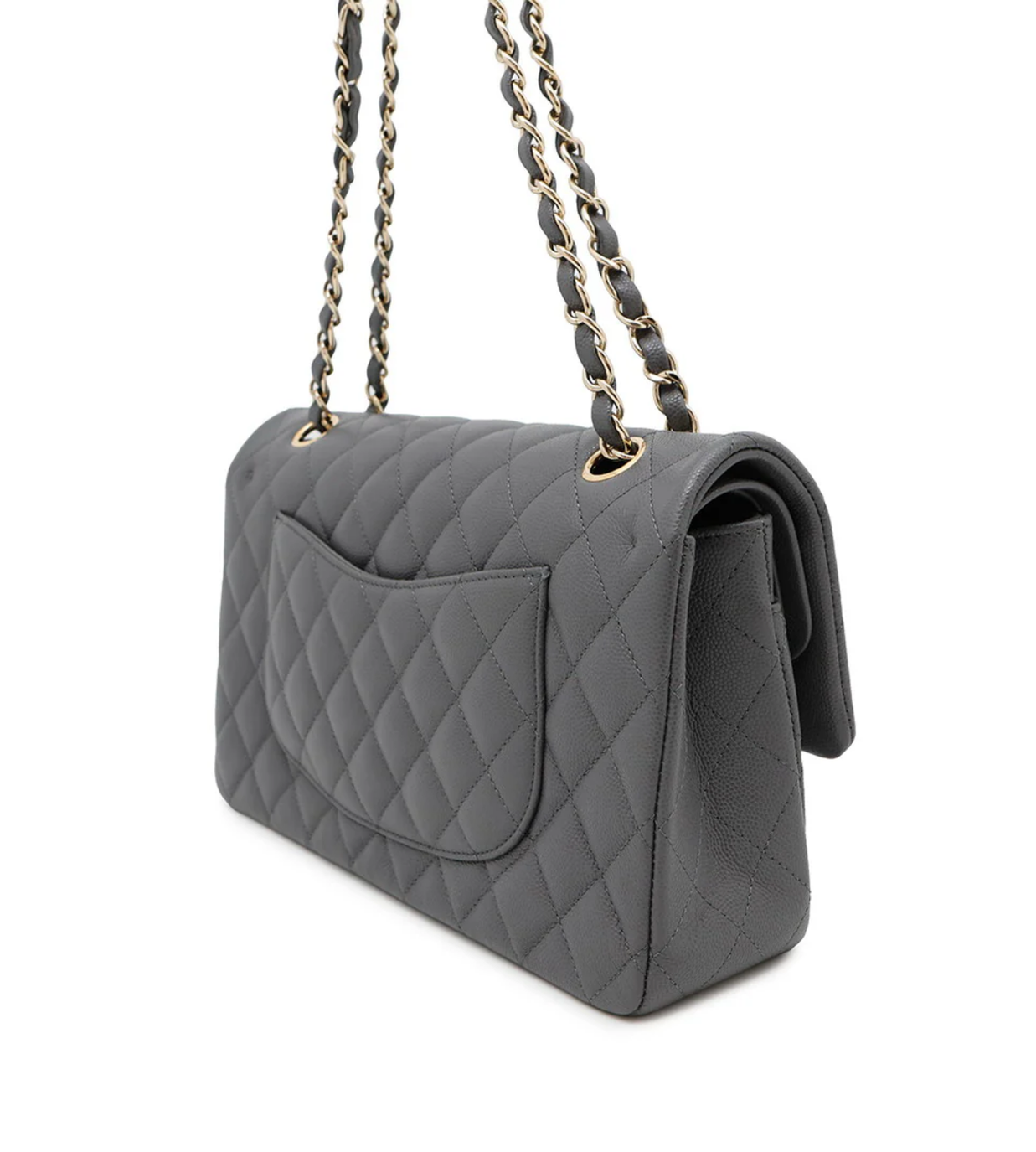 CHANEL 25 Matelasse Double Flap Gray Caviar Leather