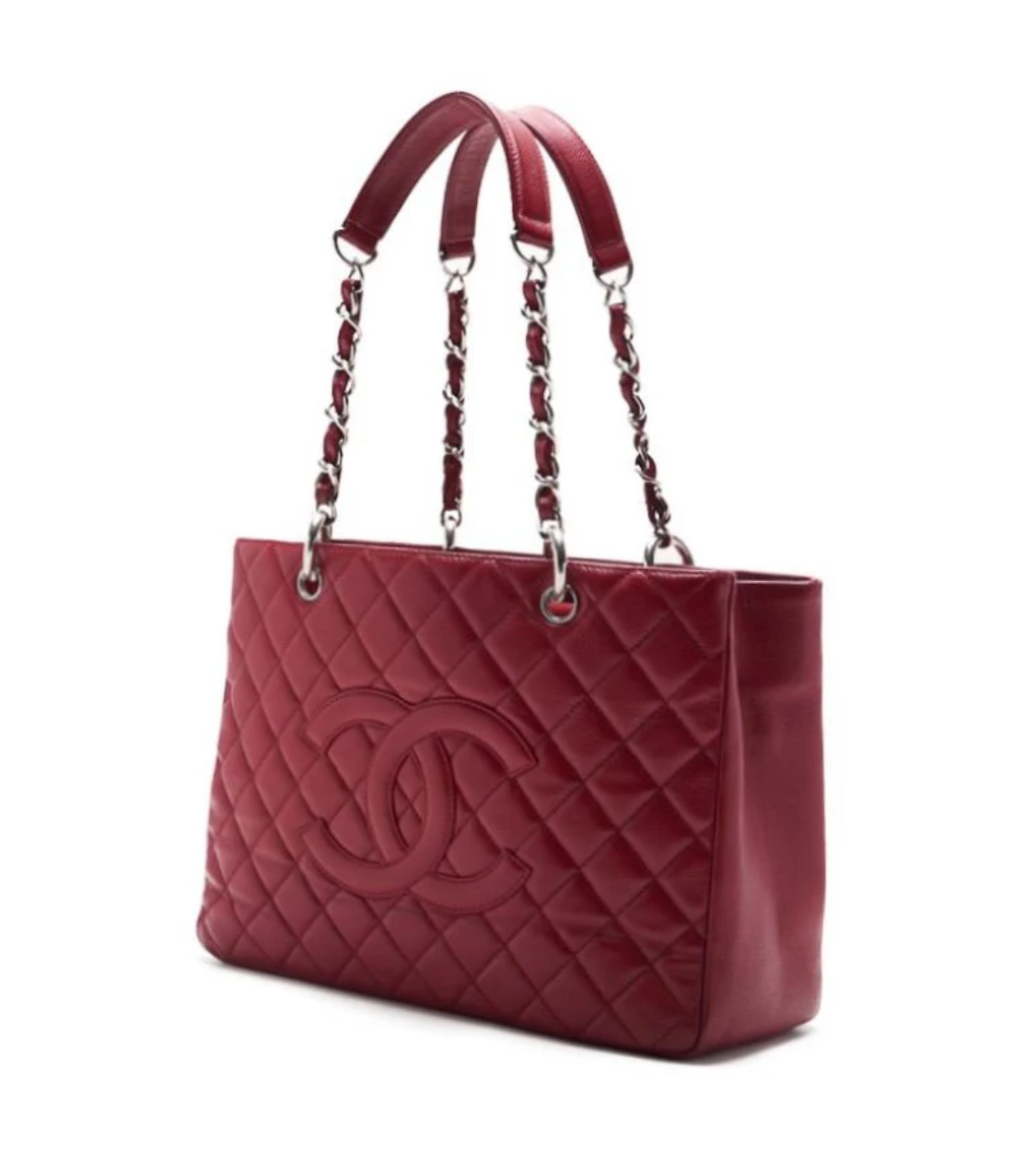 CHANEL Matelasse Coco Mark Caviar Red