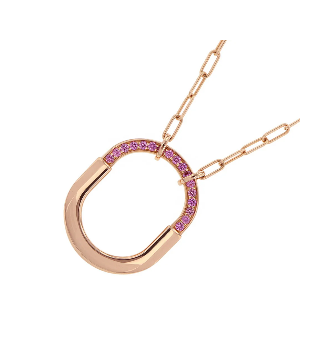 Tiffany & Co. Lock Medium Pendant in Rose Gold with Pink Sapphires